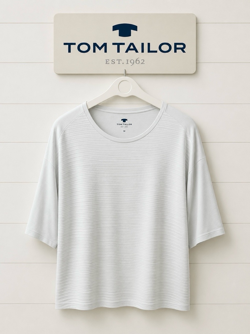 TOM TAILOR Light Blue Textured T-Shirt – Size XL